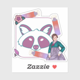 Groene Hanbok & Glow Mist Wasbeer Kunst Sticker