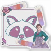 Groene Hanbok & Glow Mist Wasbeer Kunst Sticker (Voorkant)