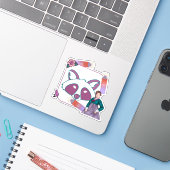Groene Hanbok & Glow Mist Wasbeer Kunst Sticker (Laptop met iPhone)