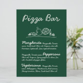 Groene Hand-Drawn Pizza Bar Trouwtafel Teken Kaart (Staand voorkant)