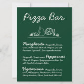 Groene Hand-Drawn Pizza Bar Trouwtafel Teken Kaart (Voorkant)