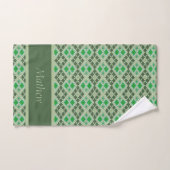 Groene Hand Gebreide Trui Look geometrisch patroon Bad Handdoek (Handdoek)