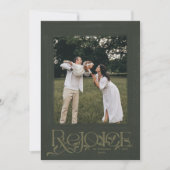 Groene Hand Geletterd "Verheug" Vakantie Fotokaart Feestdagenkaart (Voorkant)