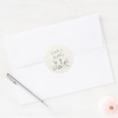 Groene Hand Geschreven Getekend Servies Verjaardag Ronde Sticker (Envelop)