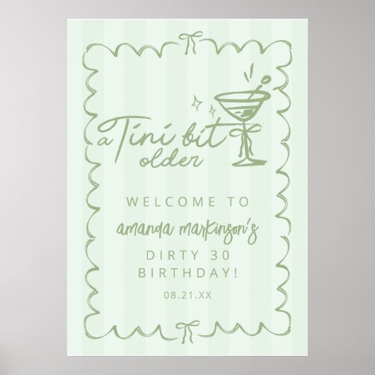 Groene hand getekend een beetje ouder verjaardagsw poster (Voorkant)