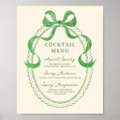 Groene Hand getrokken boog Lijst Cocktail Menu Poster (Voorkant)