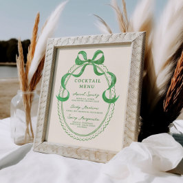 Groene Hand getrokken boog Lijst Cocktail Menu Poster