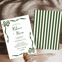 Groene Hand Getrokken Boog Lint Sketch Wedding Kaart