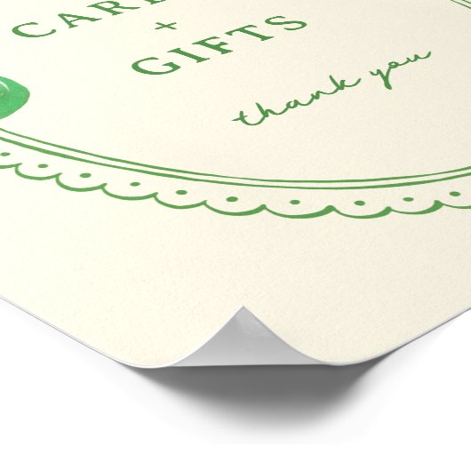 Groene Hand getrokken Bow Lijst Kaarten en geschen Poster (Hoek)