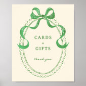 Groene Hand getrokken Bow Lijst Kaarten en geschen Poster (Voorkant)