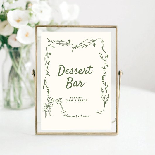 Groene Hand Getrokken grillige Dessert Bar Poster