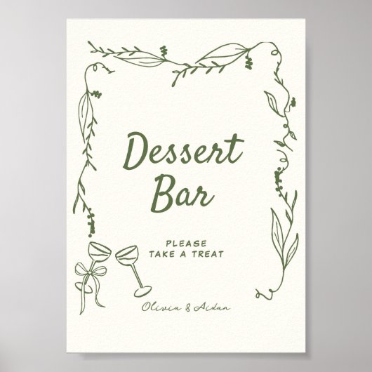 Groene Hand Getrokken grillige Dessert Bar Poster (Voorkant)