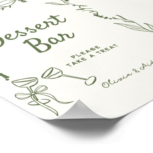Groene Hand Getrokken grillige Dessert Bar Poster (Hoek)
