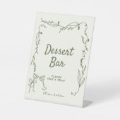 Groene Hand Getrokken grillige Dessert Bar Reclamebord Met Voetstuk (Voorkant)