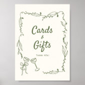 Groene Hand Getrokken grillige Kaarten Geschenken Poster (Voorkant)