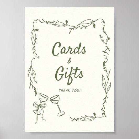 Groene Hand Getrokken grillige Kaarten Geschenken Poster (Voorkant)