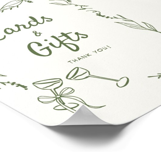 Groene Hand Getrokken grillige Kaarten Geschenken Poster (Hoek)