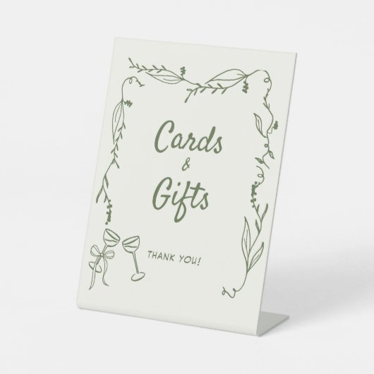 Groene Hand Getrokken grillige Kaarten Geschenken Reclamebord Met Voetstuk (Voorkant)