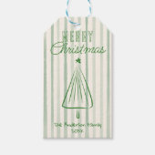 Groene Hand Getrokken Kerst Abstracte Boom Cadeaulabel (Voorkant)