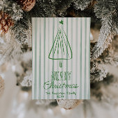  Groene Hand Getrokken Kerst Abstracte Boom Feestdagenkaart