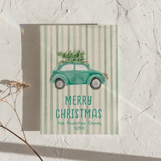 Groene Hand Getrokken Kerstboom Niet-Foto Feestdagenkaart