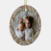 Groene Hand-getrokken Kerstmis dennenboom blad Fot Keramisch Ornament (Rechts)