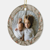 Groene Hand-getrokken Kerstmis dennenboom blad Fot Keramisch Ornament (Links)