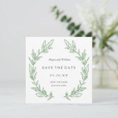 Groene Hand getrokken krans bewaar de datum Kaart (Staand voorkant)