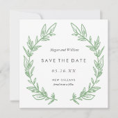 Groene Hand getrokken krans bewaar de datum Kaart (Voorkant)