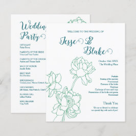 Groene Hand Getrokken Peony Bloemen Wedding