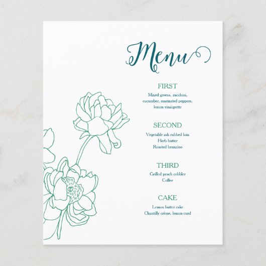 Groene Hand Getrokken Peony Bloemen Wedding (Voorkant)