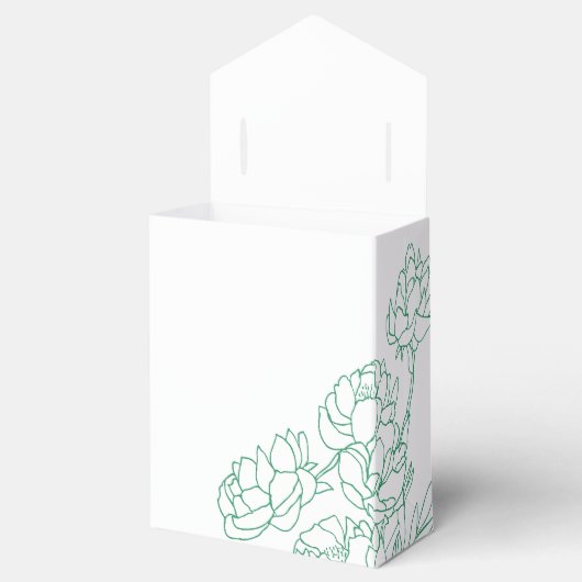 Groene Hand Getrokken Peony Bloemen Wedding Bedankdoosjes (Geopend)