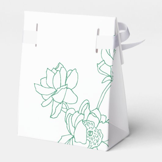 Groene Hand Getrokken Peony Bloemen Wedding Bedankdoosjes (Achterkant)