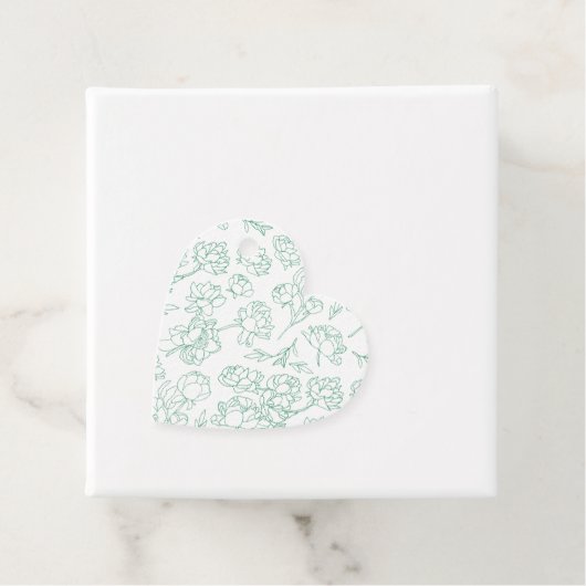 Groene Hand Getrokken Peony Bloemen Wedding Bedankjes Labels (In situ)