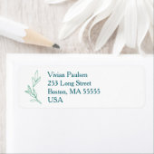 Groene Hand Getrokken Peony Bloemen Wedding Etiket (Insitu)