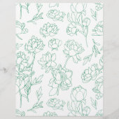 Groene Hand Getrokken Peony Bloemen Wedding Flyer (Achterkant)