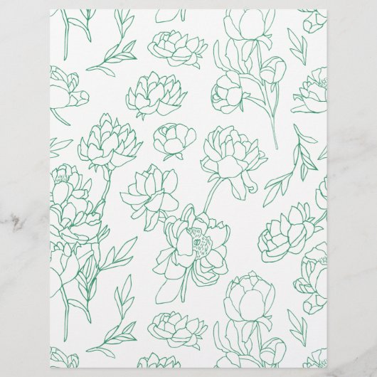 Groene Hand Getrokken Peony Bloemen Wedding Flyer (Achterkant)