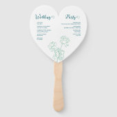 Groene Hand Getrokken Peony Bloemen Wedding Handwaaier (Achterkant)