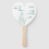 Groene Hand Getrokken Peony Bloemen Wedding Handwaaier (Voorkant)