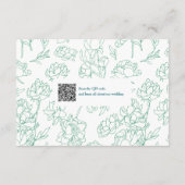 Groene Hand Getrokken Peony Bloemen Wedding Informatiekaartje (Achterkant)