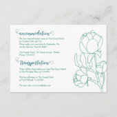 Groene Hand Getrokken Peony Bloemen Wedding Informatiekaartje (Voorkant)