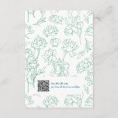 Groene Hand Getrokken Peony Bloemen Wedding Informatiekaartje (Achterkant)
