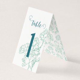 Groene Hand Getrokken Peony Bloemen Wedding Kaart