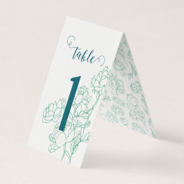 Groene Hand Getrokken Peony Bloemen Wedding Kaart