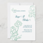 Groene Hand Getrokken Peony Bloemen Wedding Kaart (Voorkant)