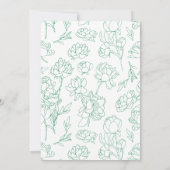 Groene Hand Getrokken Peony Bloemen Wedding Kaart (Achterkant)