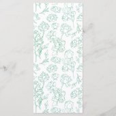 Groene Hand Getrokken Peony Bloemen Wedding Menu (Achterkant)