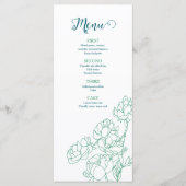 Groene Hand Getrokken Peony Bloemen Wedding Menu (Voorkant)
