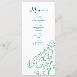 Groene Hand Getrokken Peony Bloemen Wedding Menu