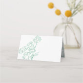 Groene Hand Getrokken Peony Bloemen Wedding Plaatskaartje (Achterkant)